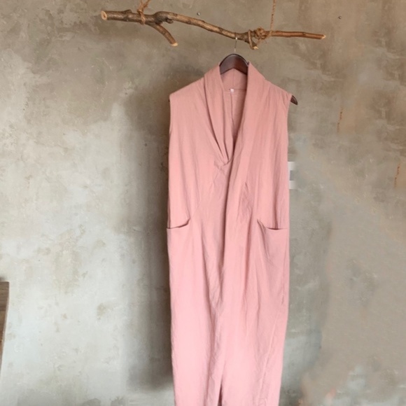 100% cotton V neck faux wrap maxi dress - Picture 3 of 3